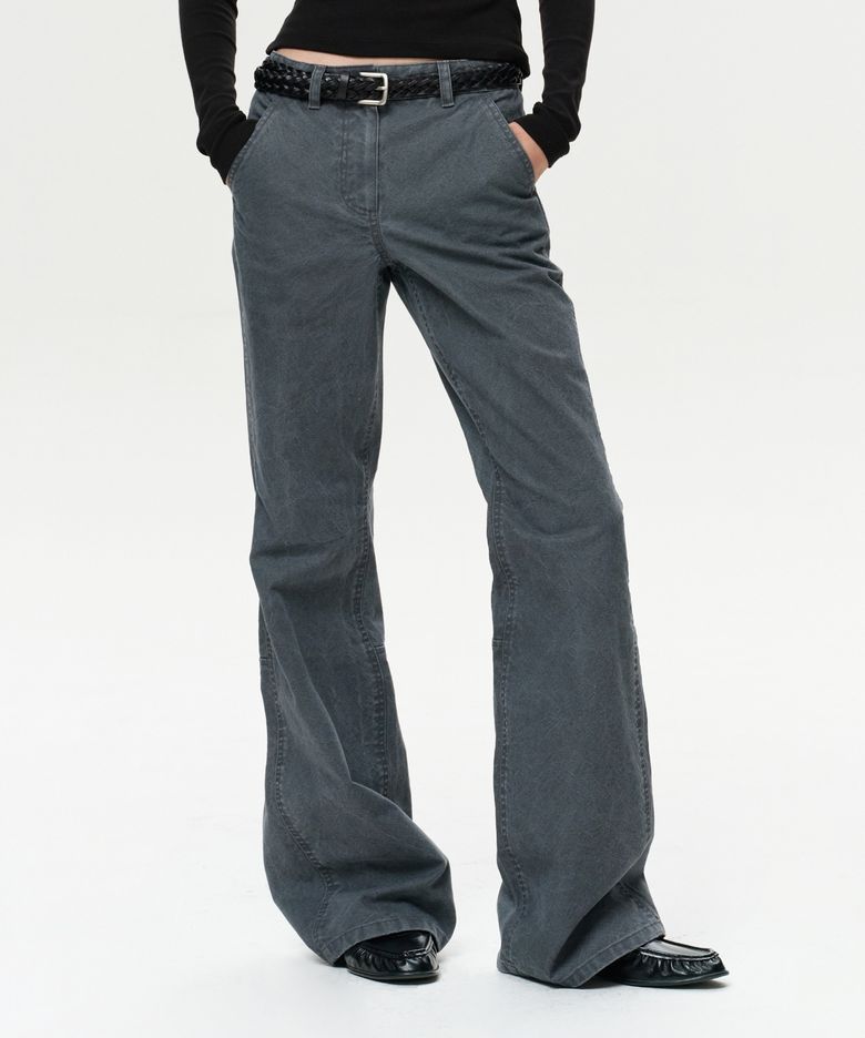 WOMEN ERA WASHED FLARE WORK PANTS - VINTAGE GRAY