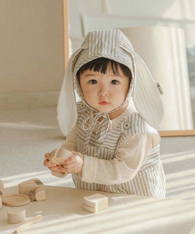 귀여운 날에 귀여운 토끼가 되었죠 - 아기 스트라이프 토끼 보넷