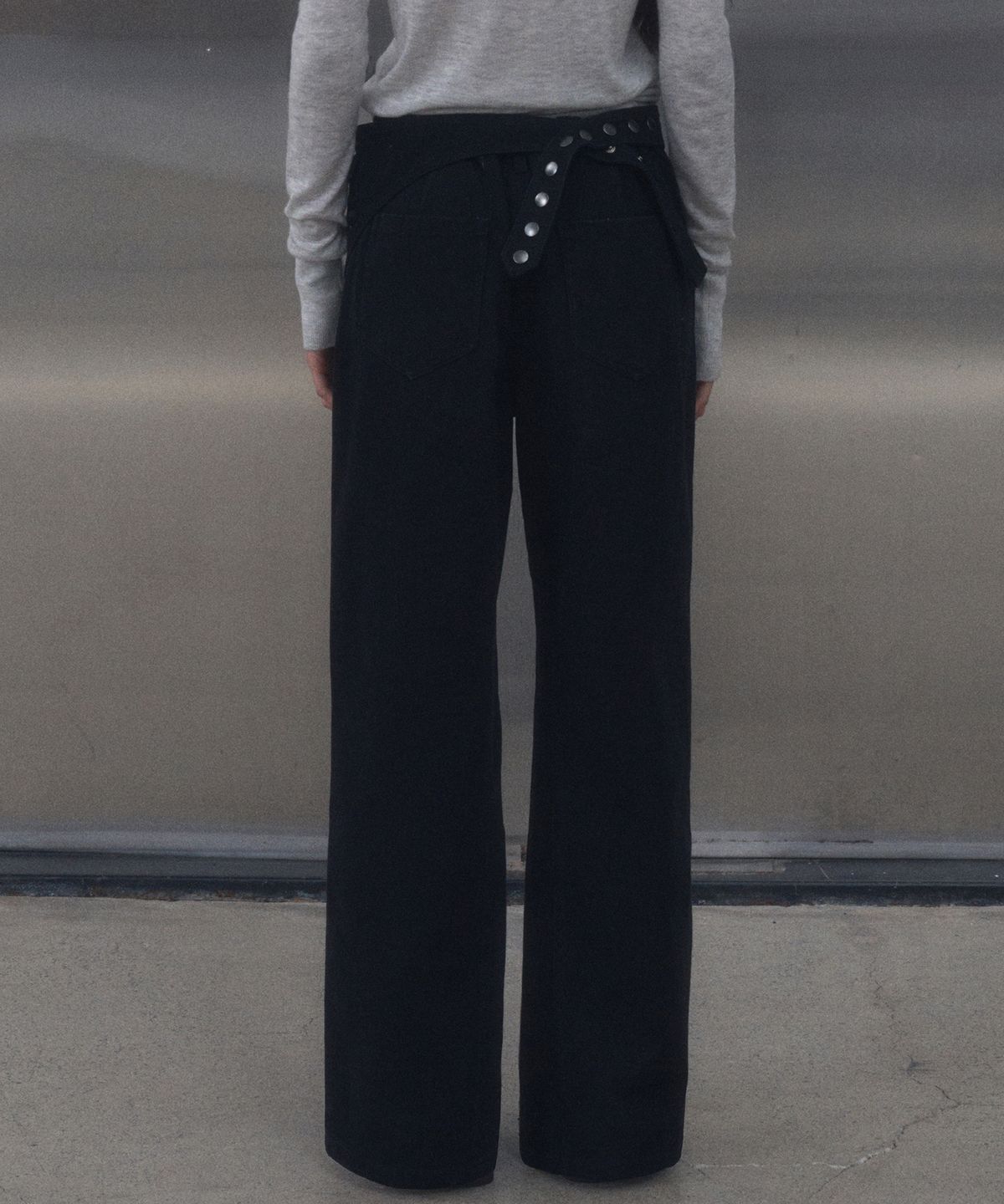 긴스키(GINSUKI) BELTED WAIST BAND PANTS (BLACK)