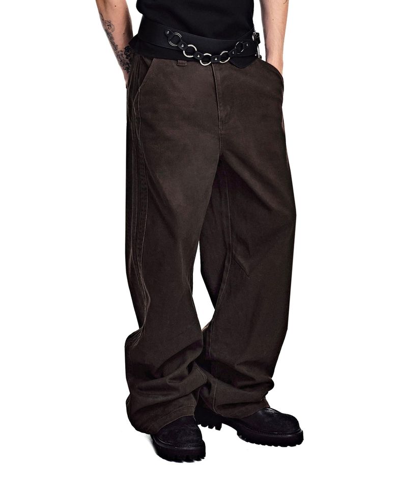 [옷미새 미홀 콜라보]Washed Panel Wide Pants [BROWN]_SEPT091BROWN