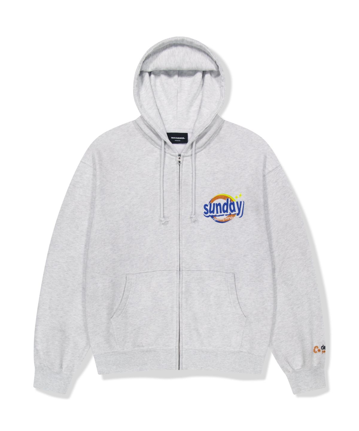 위캔더스(WKNDRS) WKNDRS x Krackerhouse SUNDAY ZIP-UP HOODIE (L.GREY)