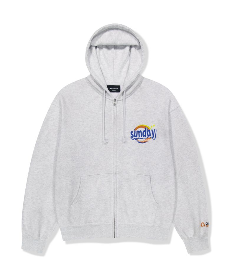 WKNDRS x Krackerhouse SUNDAY ZIP-UP HOODIE (L.GREY)