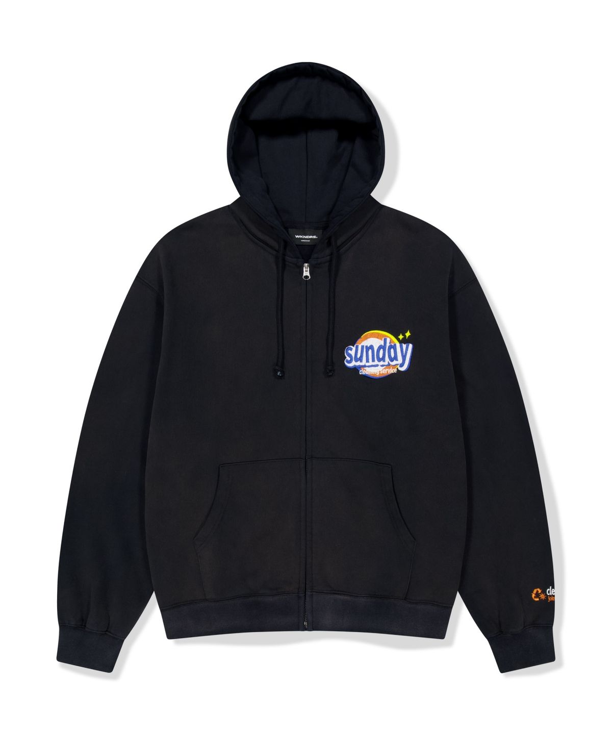 위캔더스(WKNDRS) WKNDRS x Krackerhouse SUNDAY ZIP-UP HOODIE (BLACK)