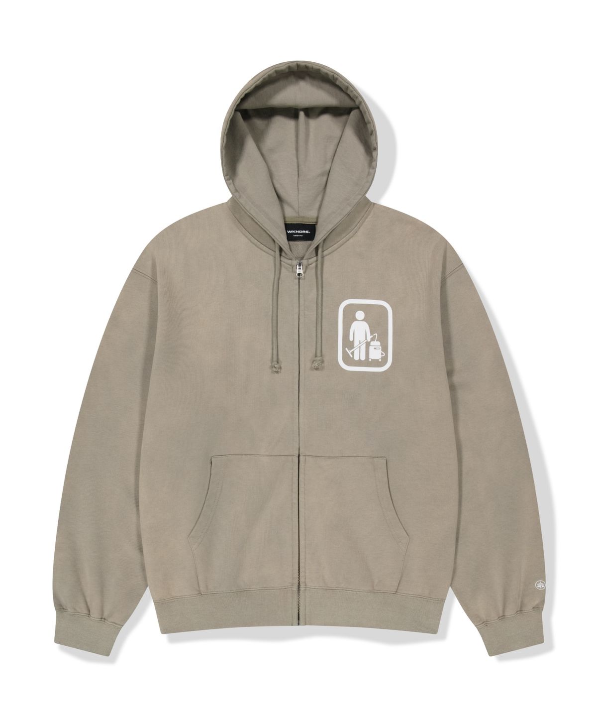 위캔더스(WKNDRS) WKNDRS x Krackerhouse CLEAN SERVICE ZIP-UP HOODIE (KHAKI)
