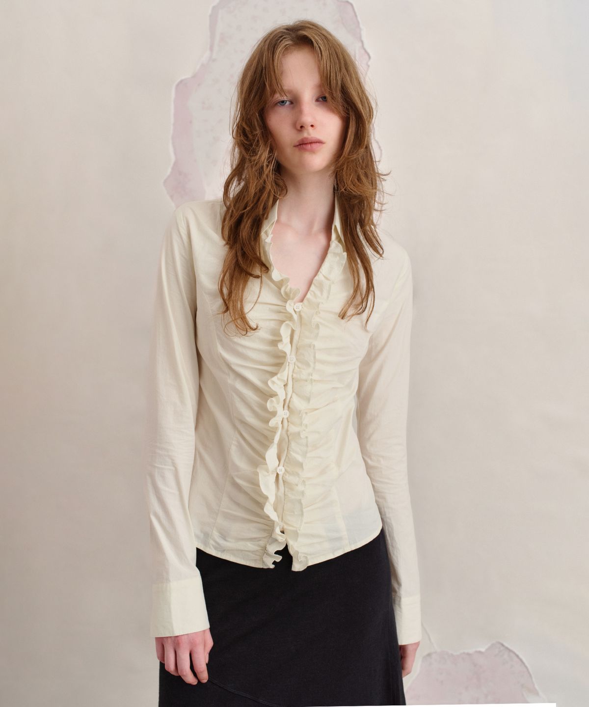 썬번프로젝트(SUNBURNPROJECT) RUFFLE FITTED SHIRT, IVORY