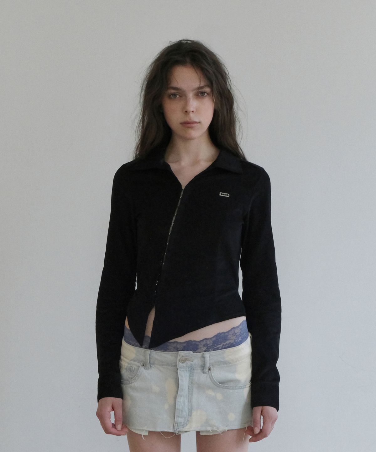오디너리 홀리데이(ORDINARY HOLIDAY) ASYMMETRIC SHIRT [BLACK]