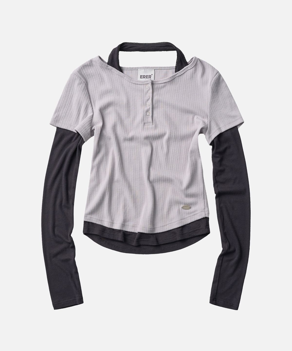 에르에르(ERER) Halter Neck Layered Long Sleeve Gray