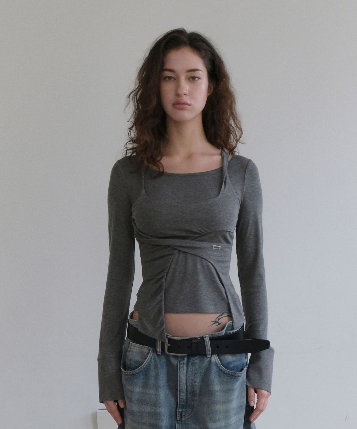 오디너리 홀리데이(ORDINARY HOLIDAY) LAYERED JERSEY T-SHIRT [MELANGE GRAY]