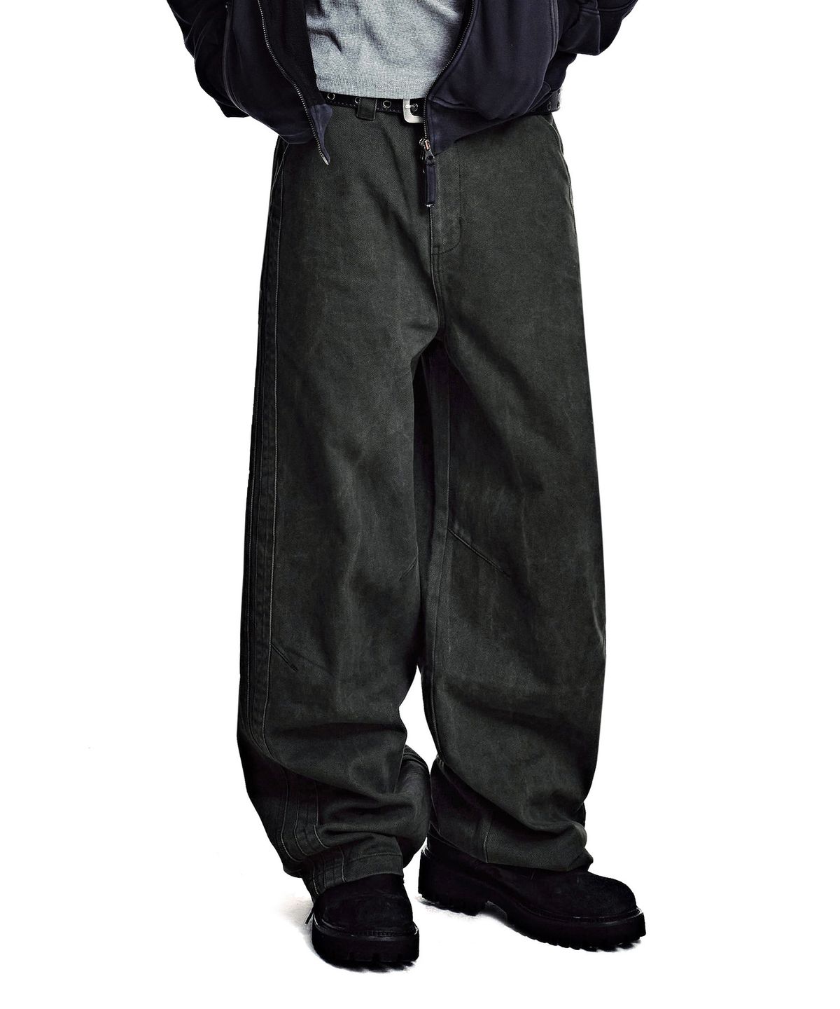 세컨모놀로그(SECONDMONO) [옷미새 미홀 콜라보]Washed Panel Wide Pants [KHAKI]_SEPT091KHAKI