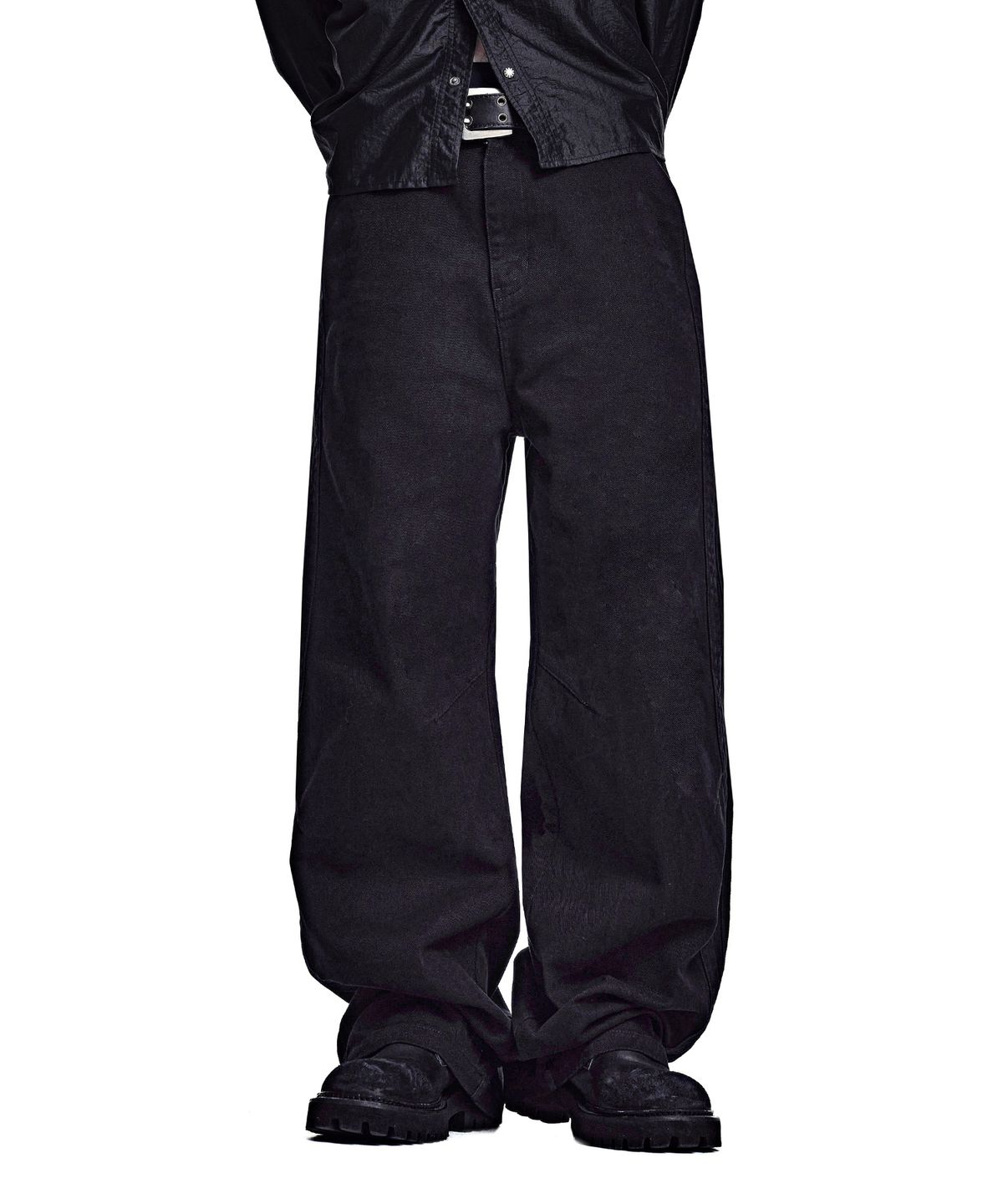 세컨모놀로그(SECONDMONO) [옷미새 미홀 콜라보]Washed Panel Wide Pants [BLACK]_SEPT091BLACK