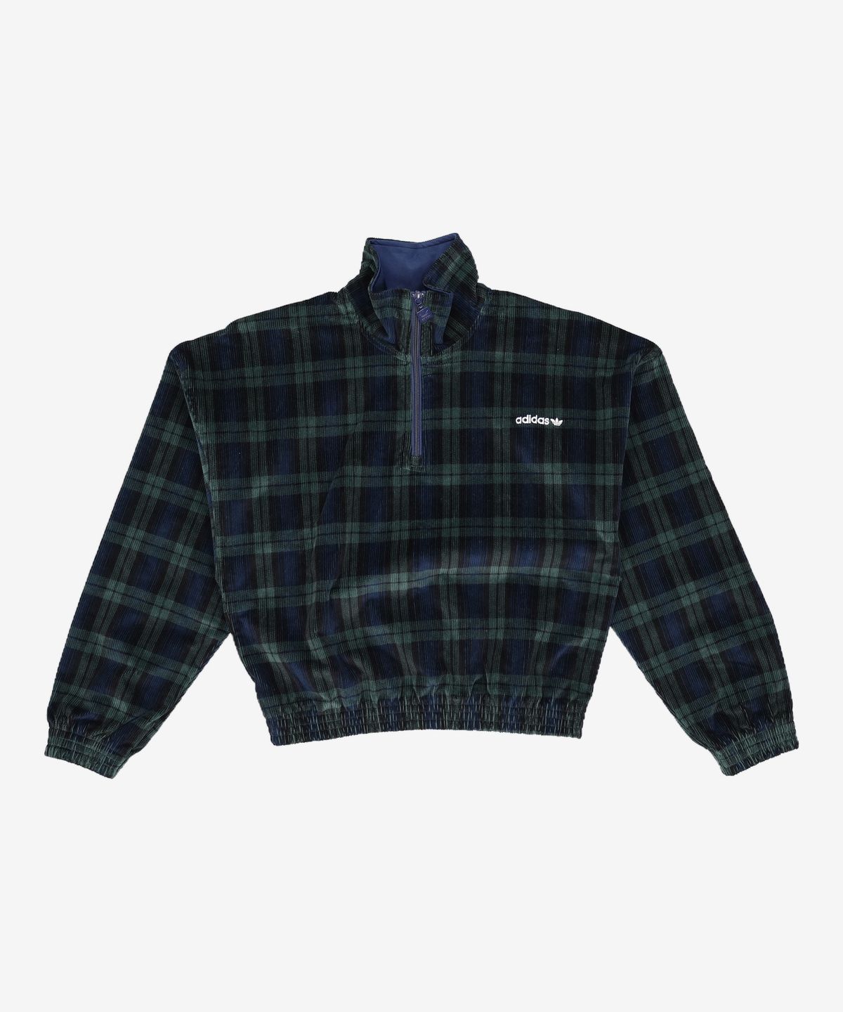 아디다스(ADIDAS) 코듀로이 타탄 하프집업 탑 - 그린:네이비 / IX1054 S