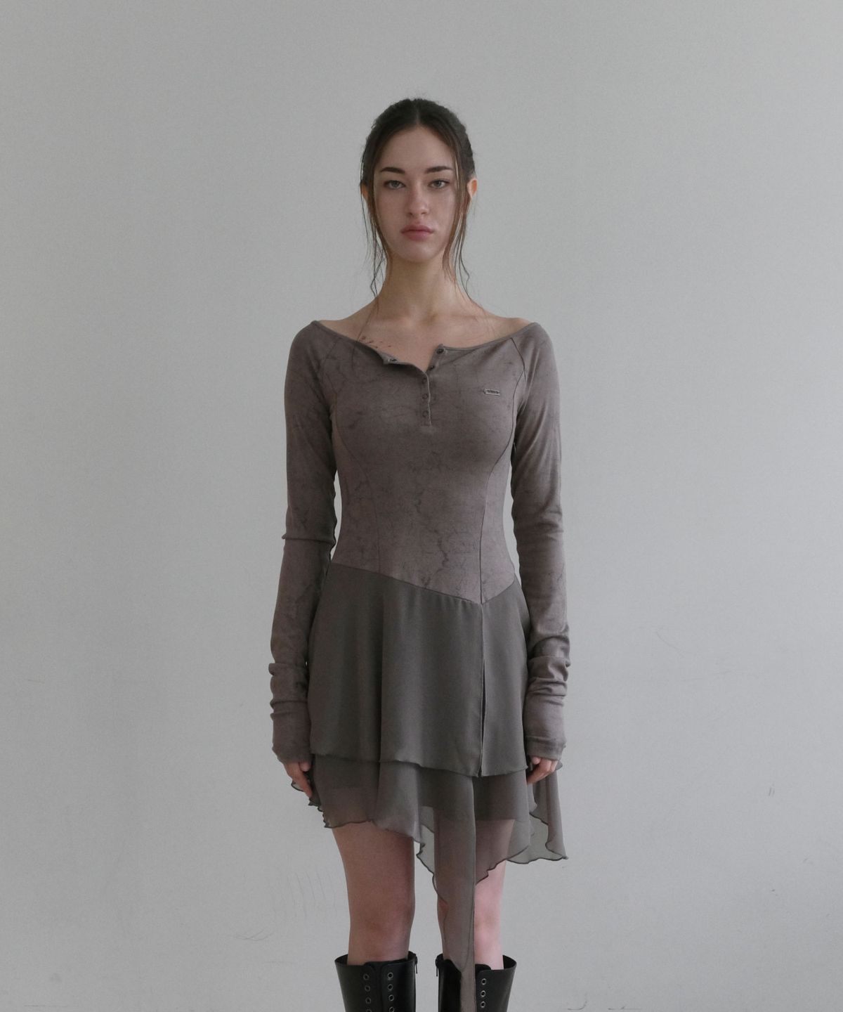 오디너리 홀리데이(ORDINARY HOLIDAY) VINTAGE FLARE DRESS [GRAY]