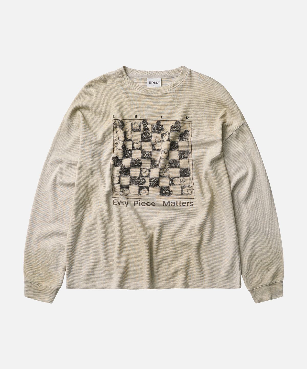 에르에르(ERER) Chess Waffle Long Sleeve Oatmeal