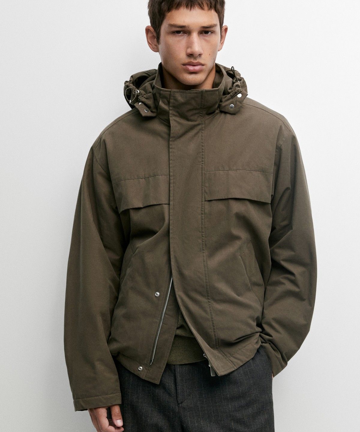 마시모두띠(MASSIMO DUTTI) 후드 퀼팅 쇼트 파카