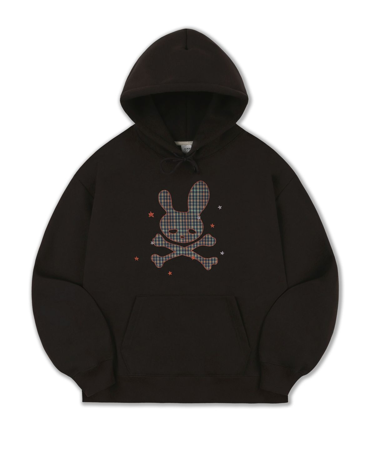 엠블러(AMBLER) Sleepy Rabbit 아플리케 자수 후드 티셔츠 AHP1315 (다크브라운)