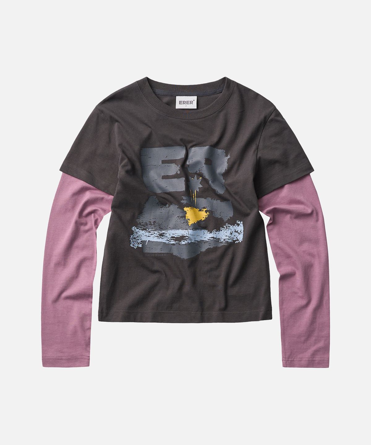 에르에르(ERER) Graphic Layered Long Sleeve Charcoal