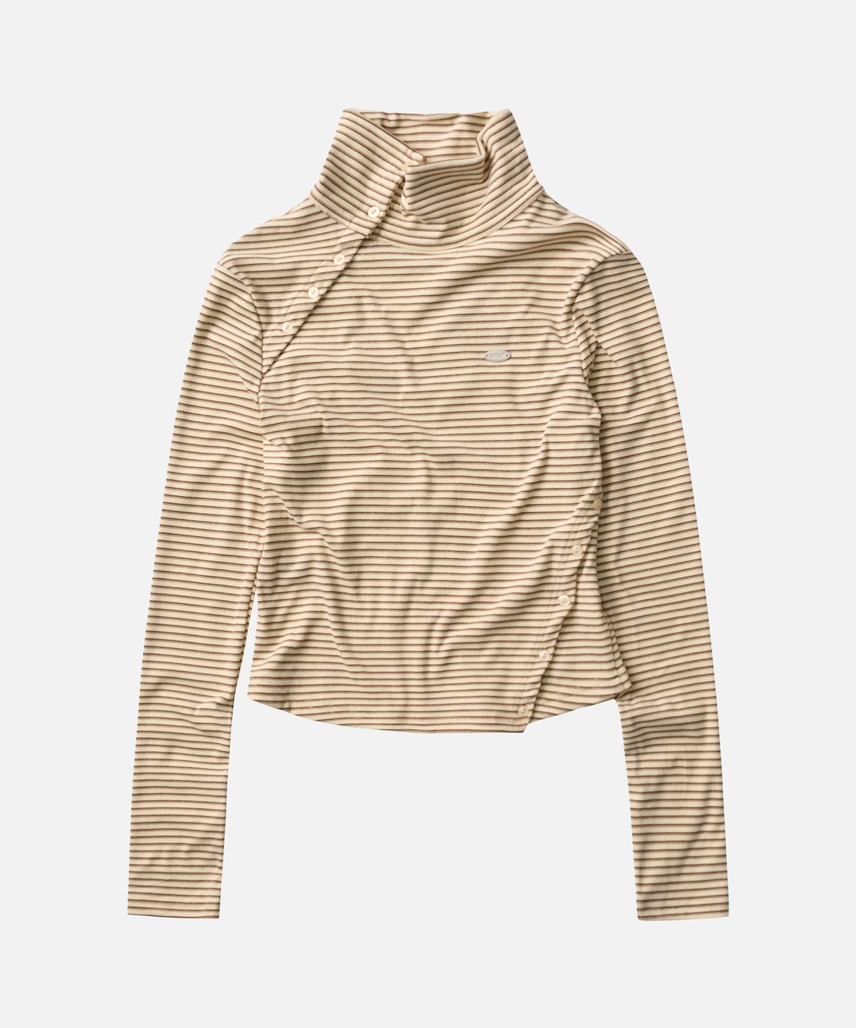 에르에르(ERER) Striped High Neck T-Shirt Ivory