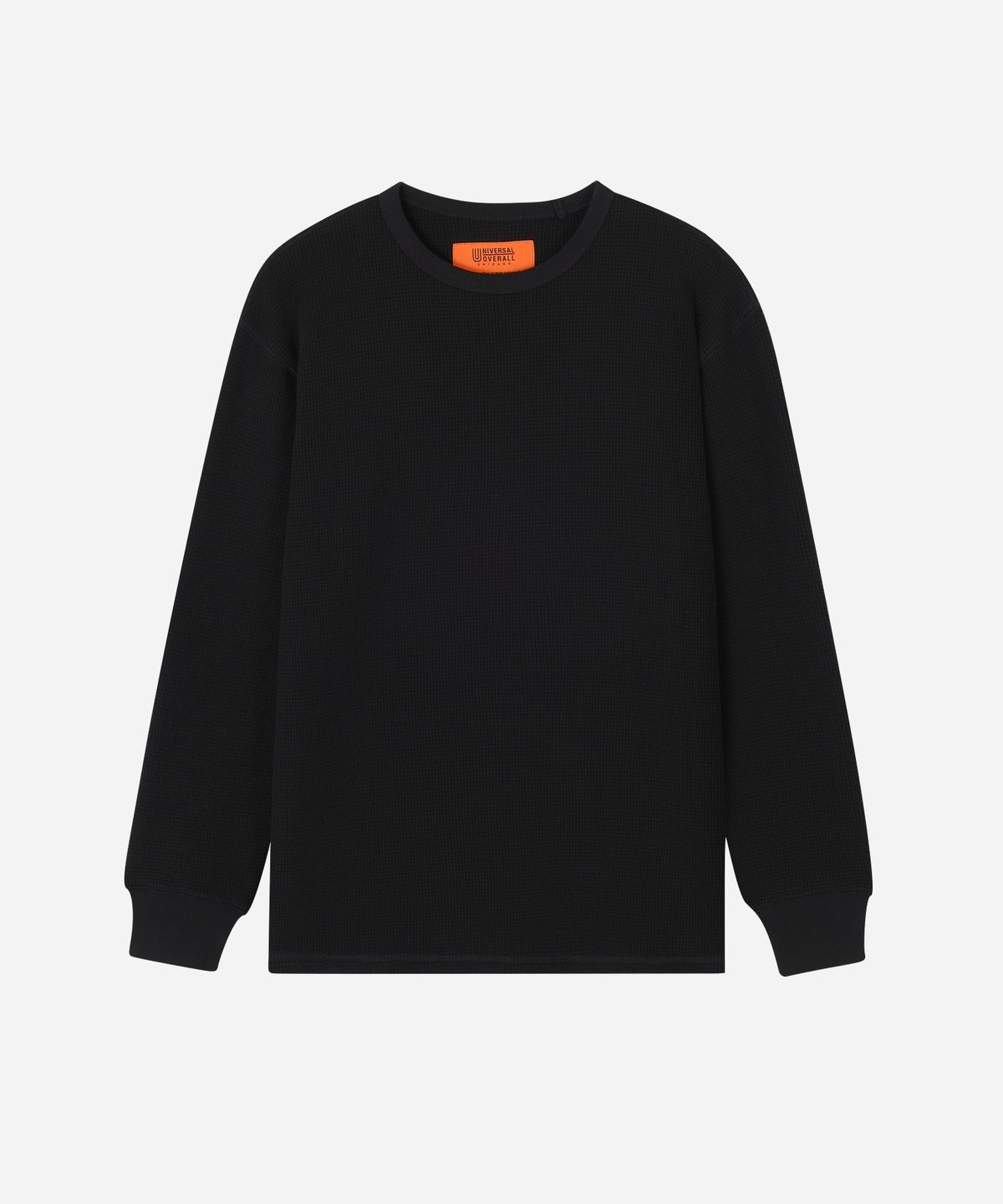 유니버셜 오버롤(UNIVERSAL OVERALL) HEAVYWEIGHT WAFFLE LONG SLEEVE T-SHIRT BLACK
