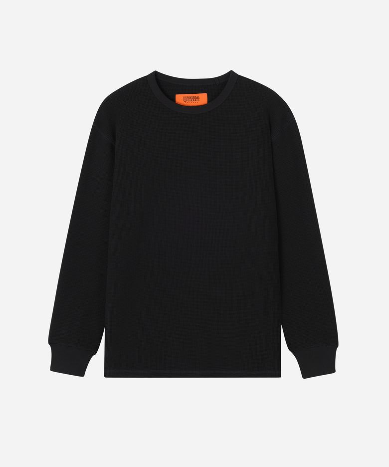 HEAVYWEIGHT WAFFLE LONG SLEEVE T-SHIRT BLACK