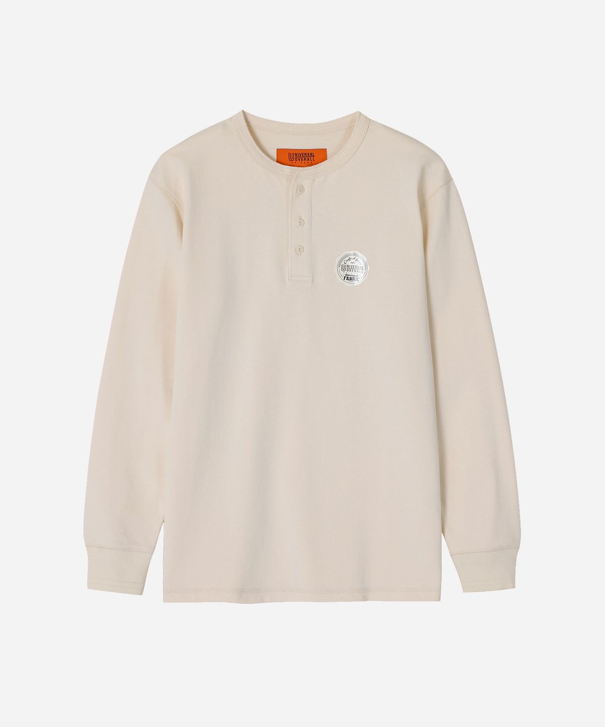 유니버셜 오버롤(UNIVERSAL OVERALL) HEAVYWEIGHT HENLEY NECK LONG SLEEVE T-SHIRT IVORY