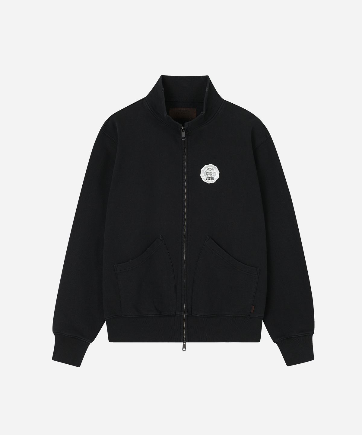 유니버셜 오버롤(UNIVERSAL OVERALL) HIGH NECK ZIP UP SWEAT CARDIGAN BLACK