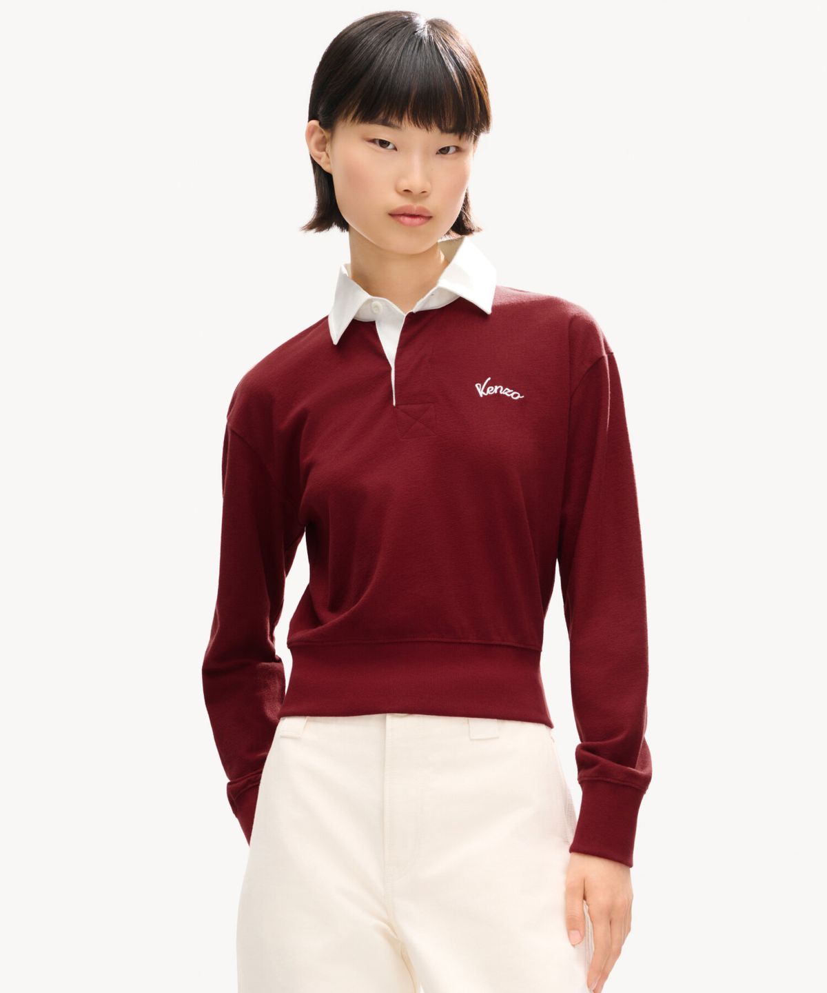 겐조(KENZO) 여성 바시티 롱 슬리프 폴로탑_K266AW1V02RDX