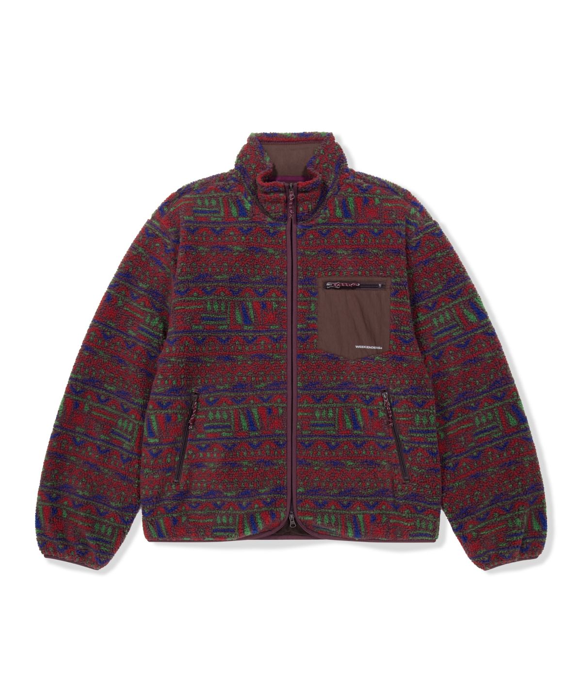 위캔더스(WKNDRS) AZTEC SHERPA JACKET (BURGUNDY)