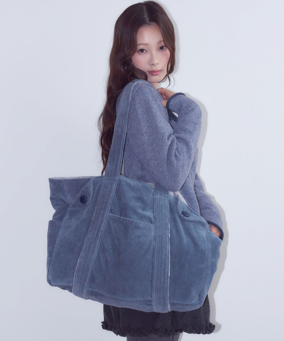 오피쉬(OAFISH) Reversible Corduroy Tote Bag, Teal