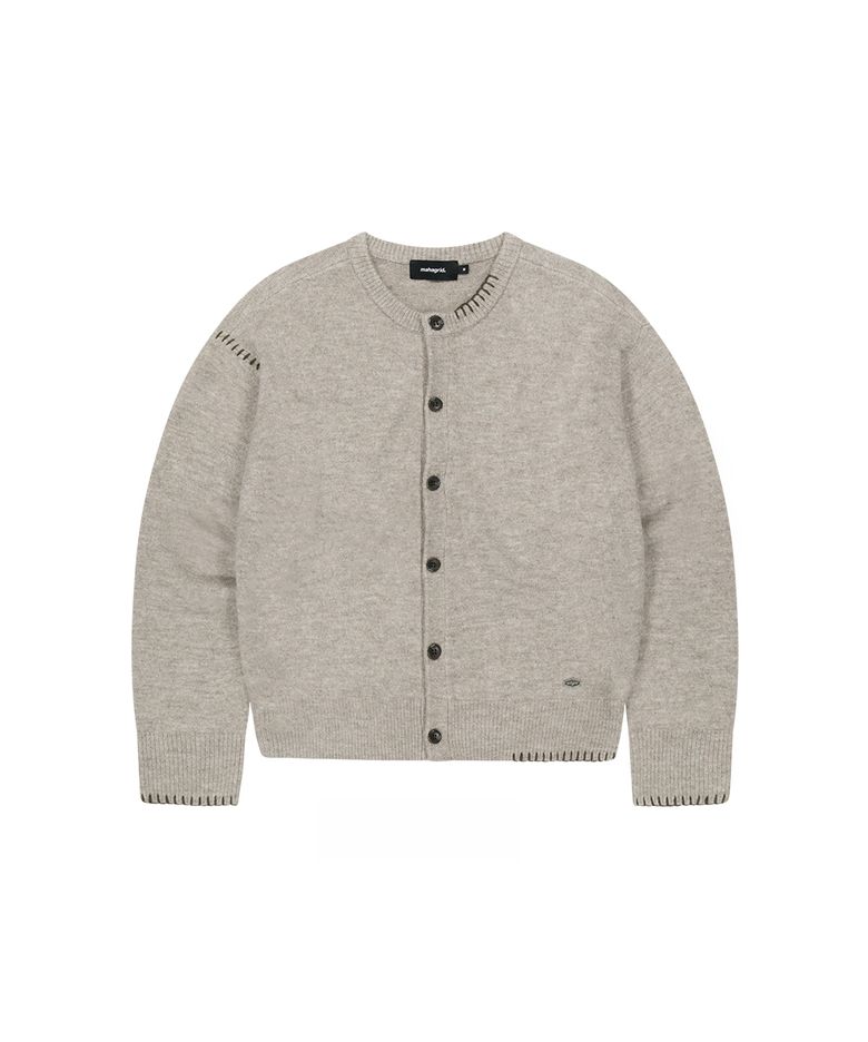 ROUND BUTTON UP CROP CARDIGAN[BEIGE]