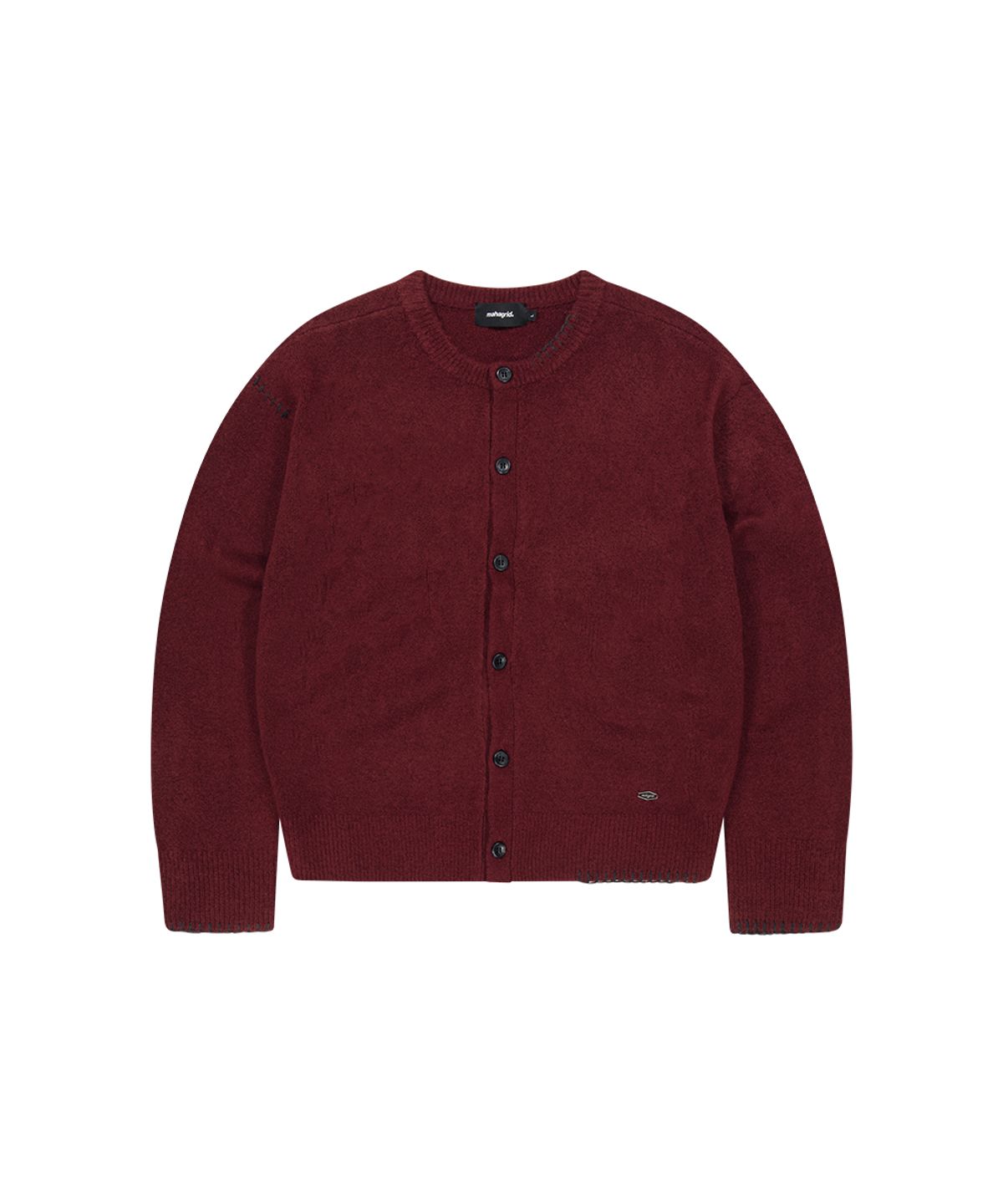 마하그리드(MAHAGRID) ROUND BUTTON UP CROP CARDIGAN[RED]