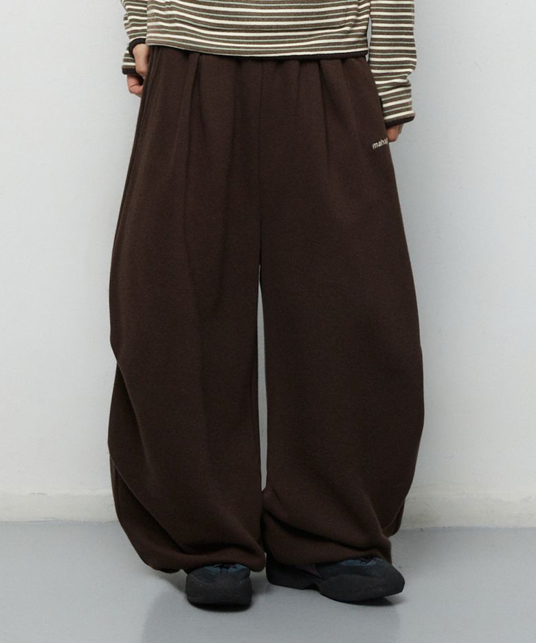 TWO-TUCK WIDE SWEAT PANTS[BROWN]