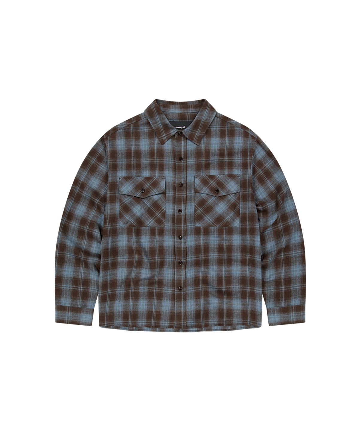 마하그리드(MAHAGRID) TWO POCKET CROP CHECK SHIRT[BROWN]