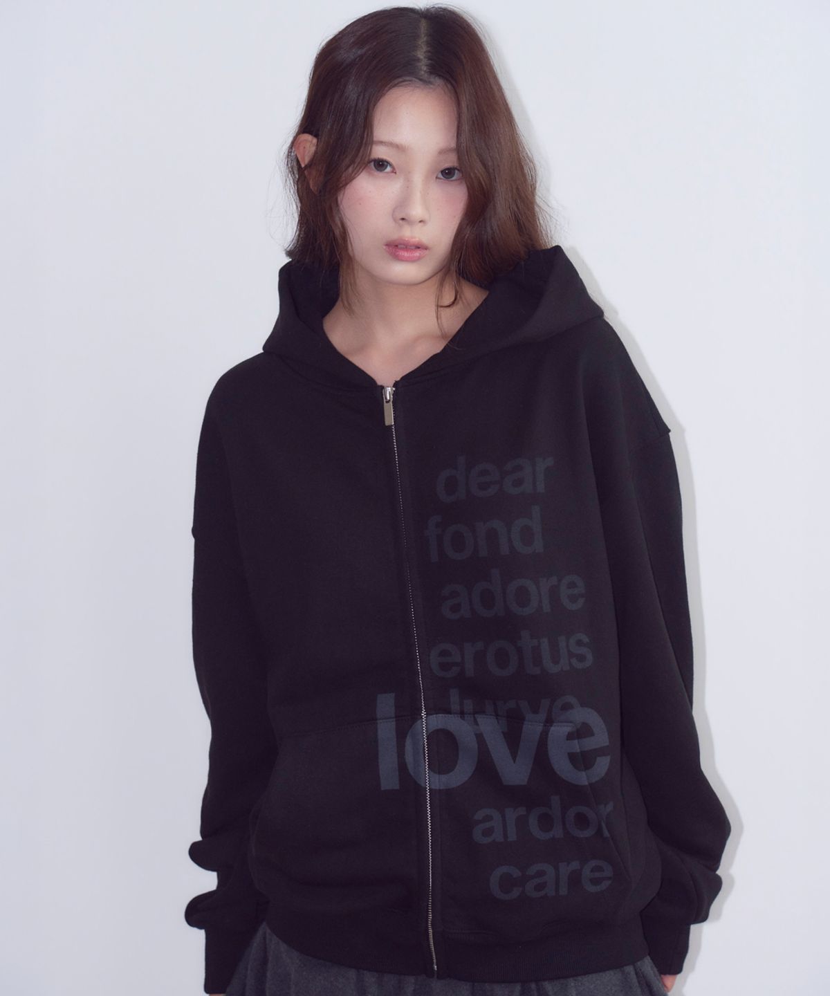 오피쉬(OAFISH) Lettering Hoodie Zip Up, Black