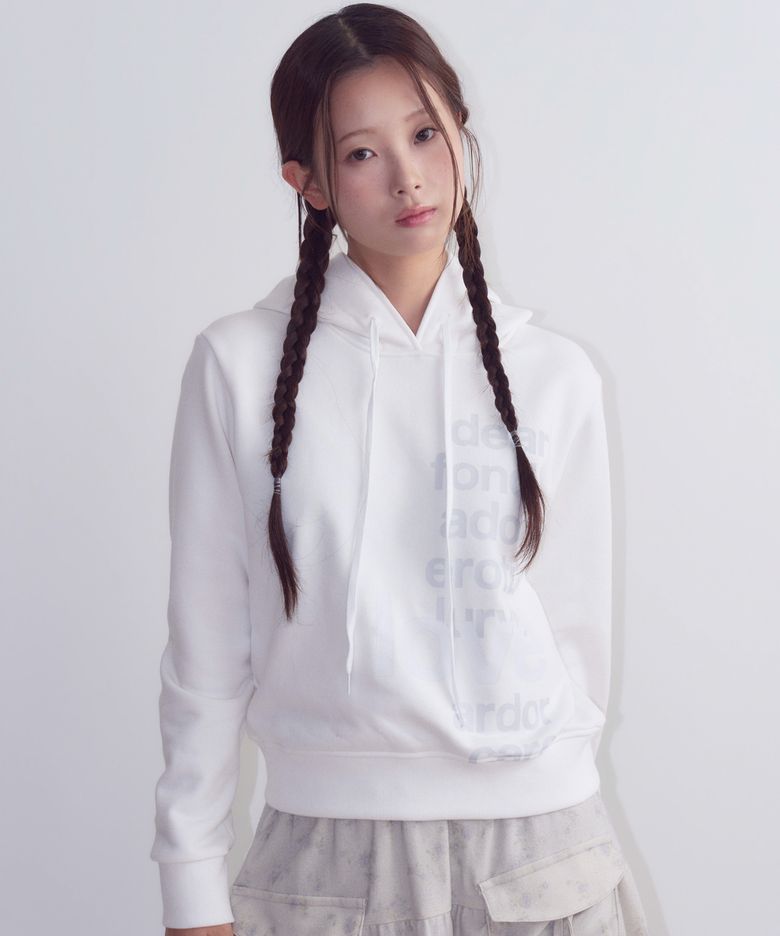 Lettering Hoodie, White Gray