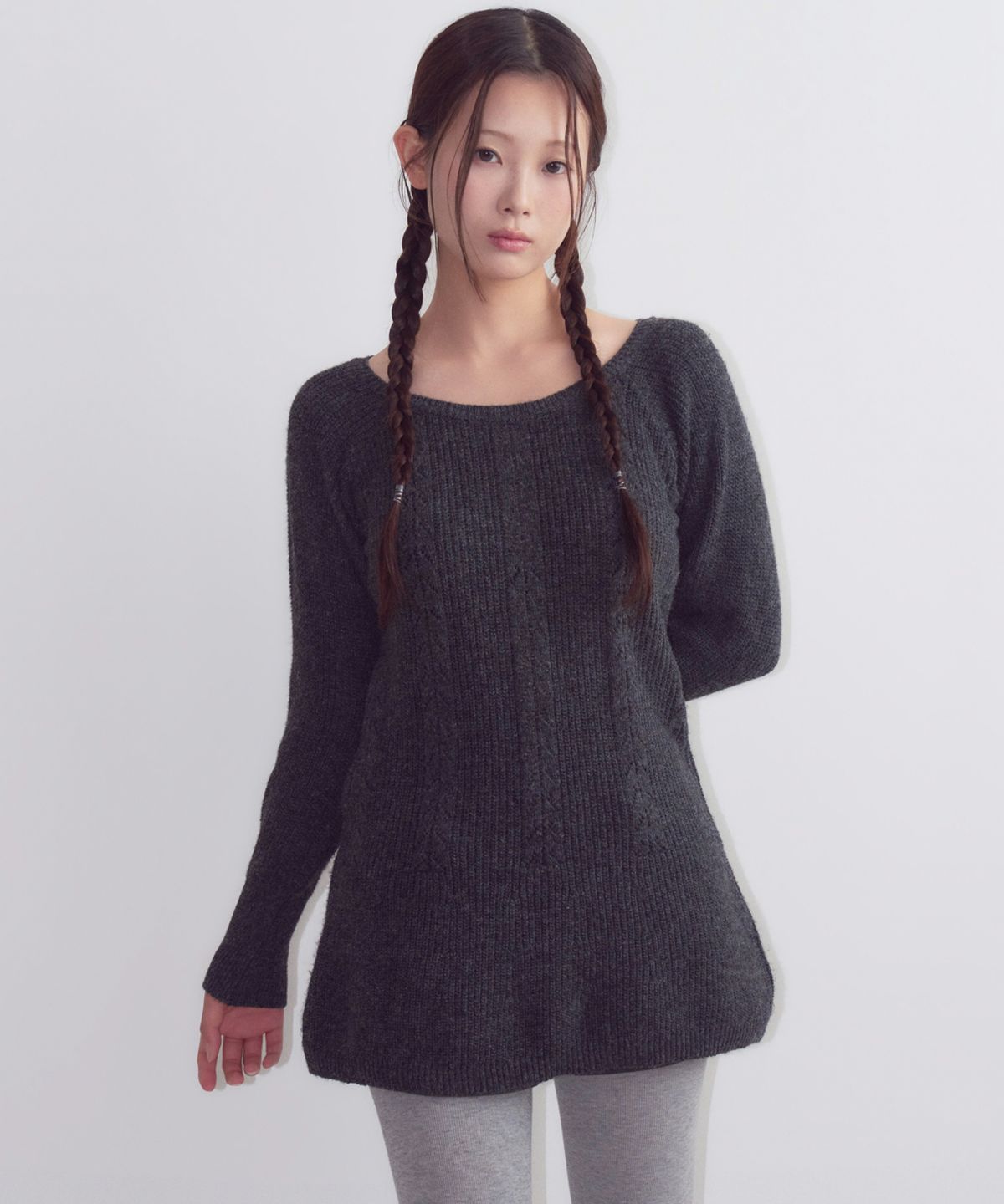 오피쉬(OAFISH) Hachi Knit Dress, Charcoal