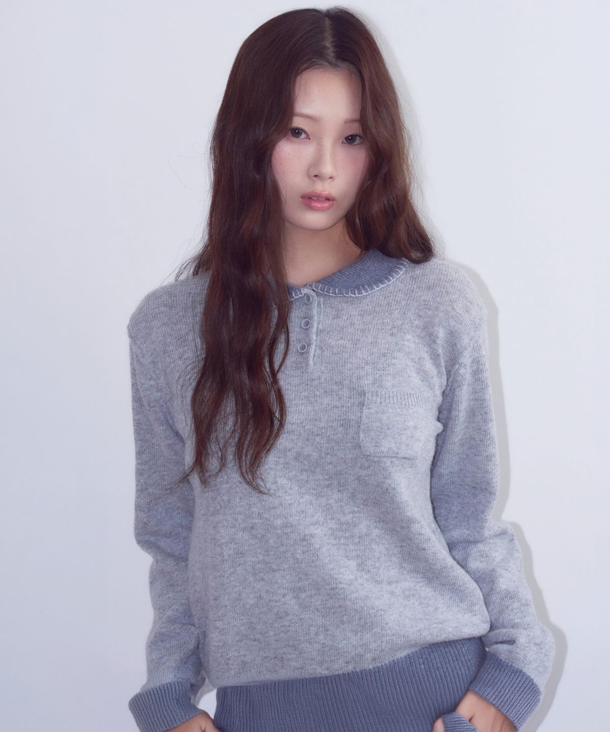 오피쉬(OAFISH) Stitch Collar Knit, Gray