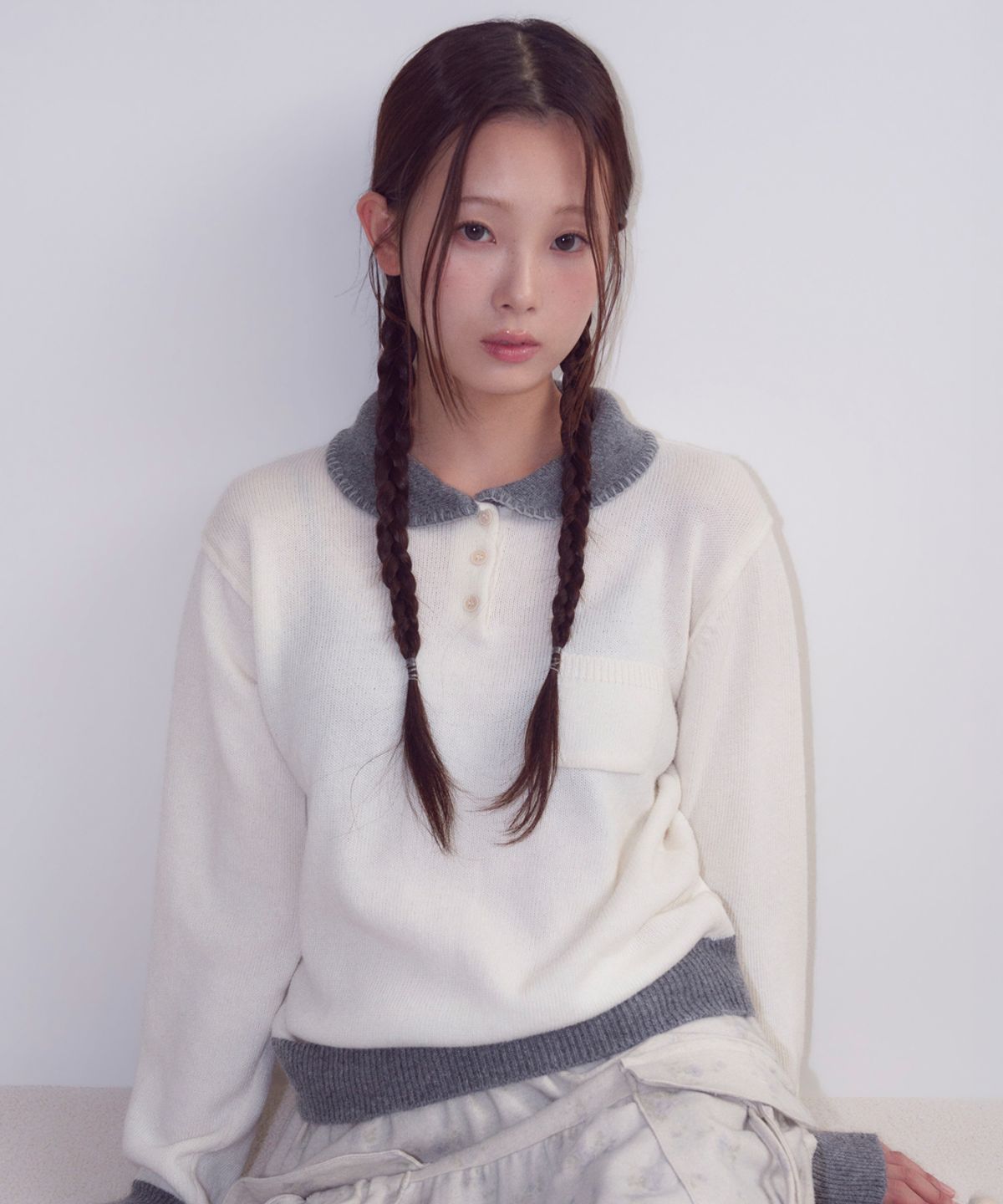 오피쉬(OAFISH) Stitch Collar Knit, Ivory