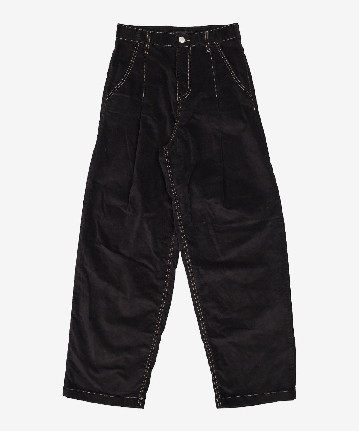 다이애그널(DIAGONAL) TUCK WIDE VELVET PANTS (black) S