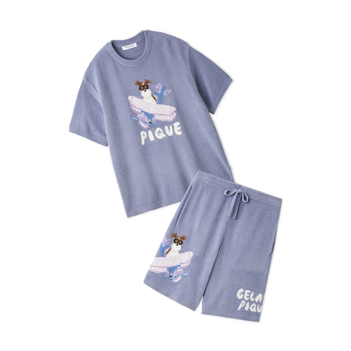 젤라또 피케(GELATO PIQUE) [HIRANO TOSHIYUKI] HOMME AIRY MOCO PLANE DOG 자카드 풀오버 & 숏 팬츠 셋업 PMNT264963