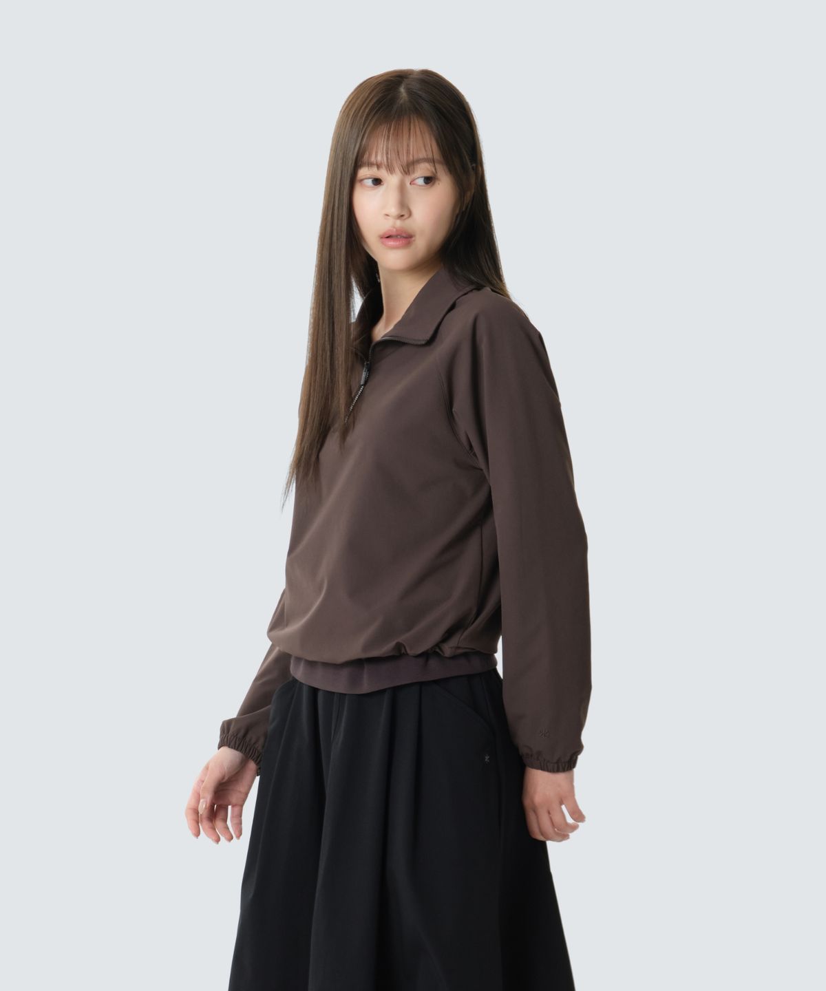 스노우피크 어패럴(SNOWPEAK APPAREL) 라고 여성 하이브리드 반집업 맨투맨 (S26FWTZT33) Choco Brown