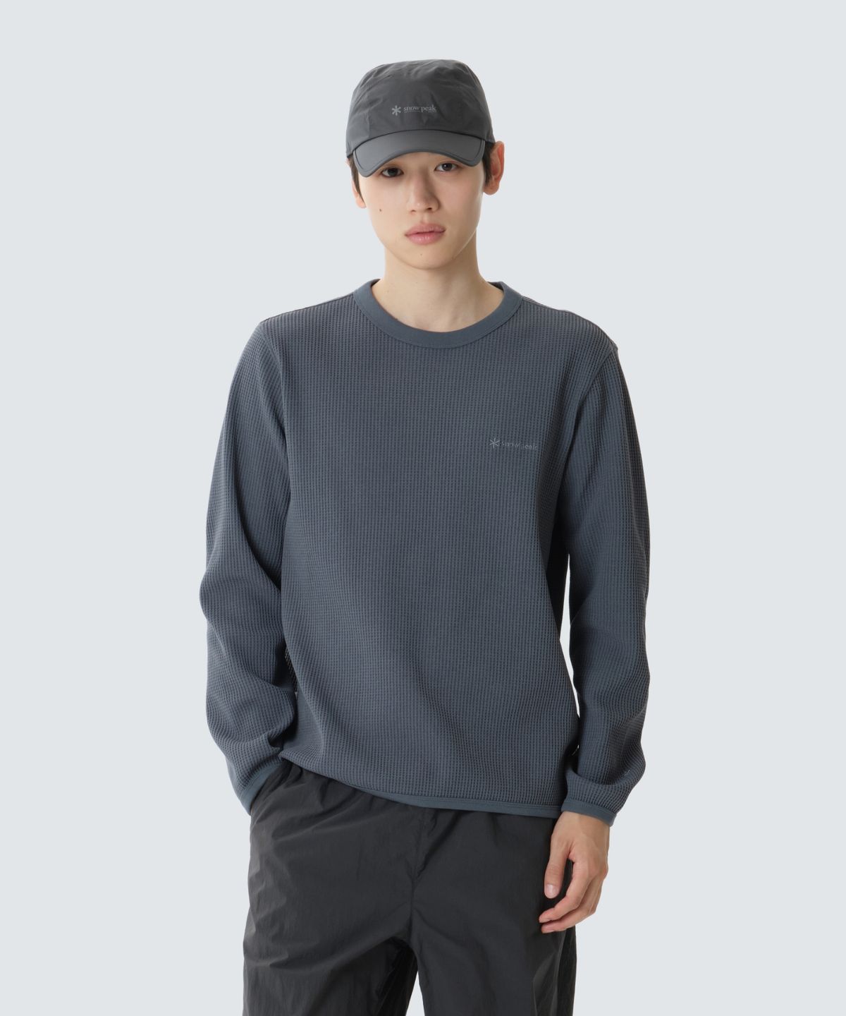 스노우피크 어패럴(SNOWPEAK APPAREL) 테이진 델타피크 와플 맨투맨 (S26FUTHT16) Gray Blue