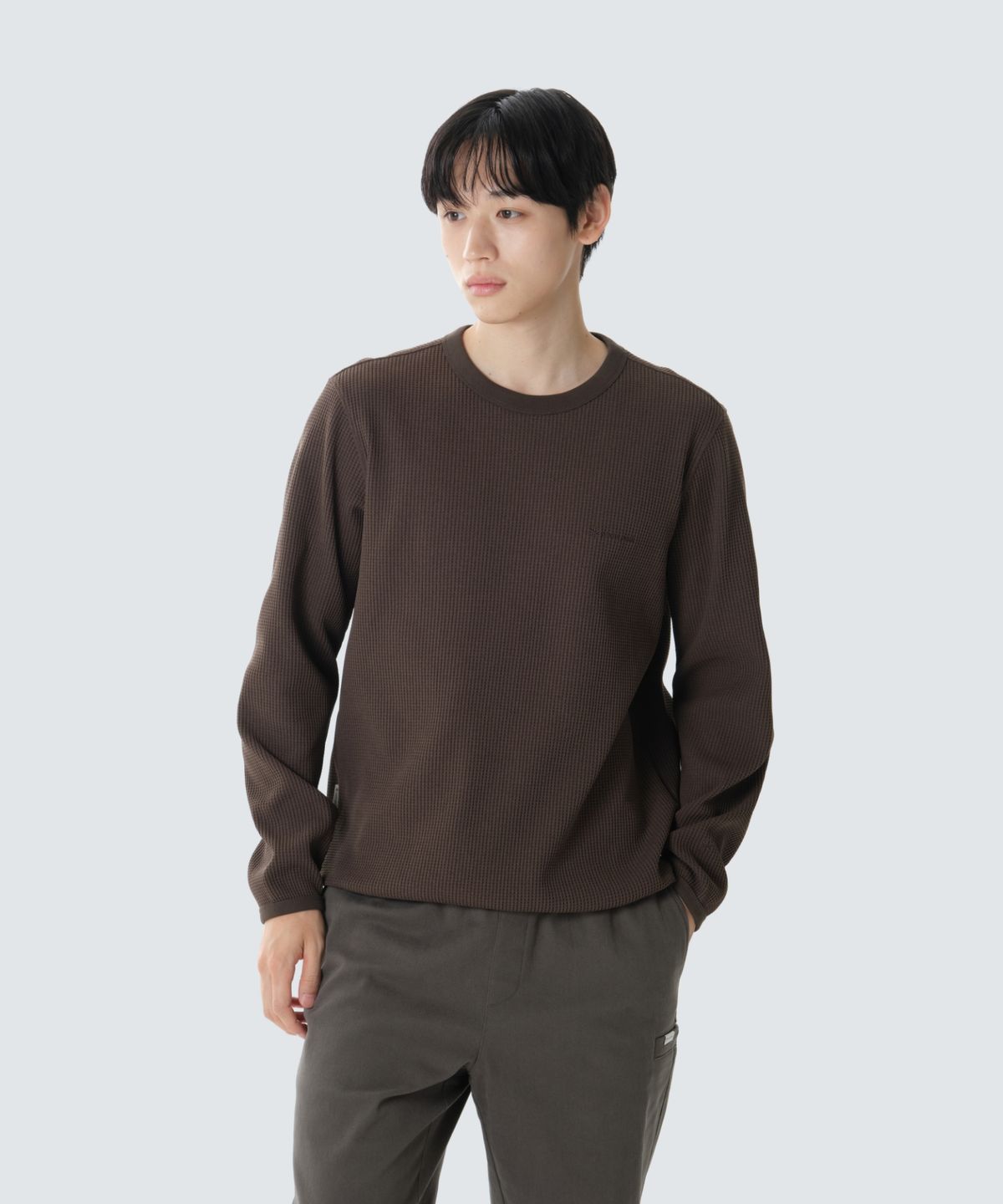스노우피크 어패럴(SNOWPEAK APPAREL) 테이진 델타피크 와플 맨투맨 (S26FUTHT16) Choco Brown