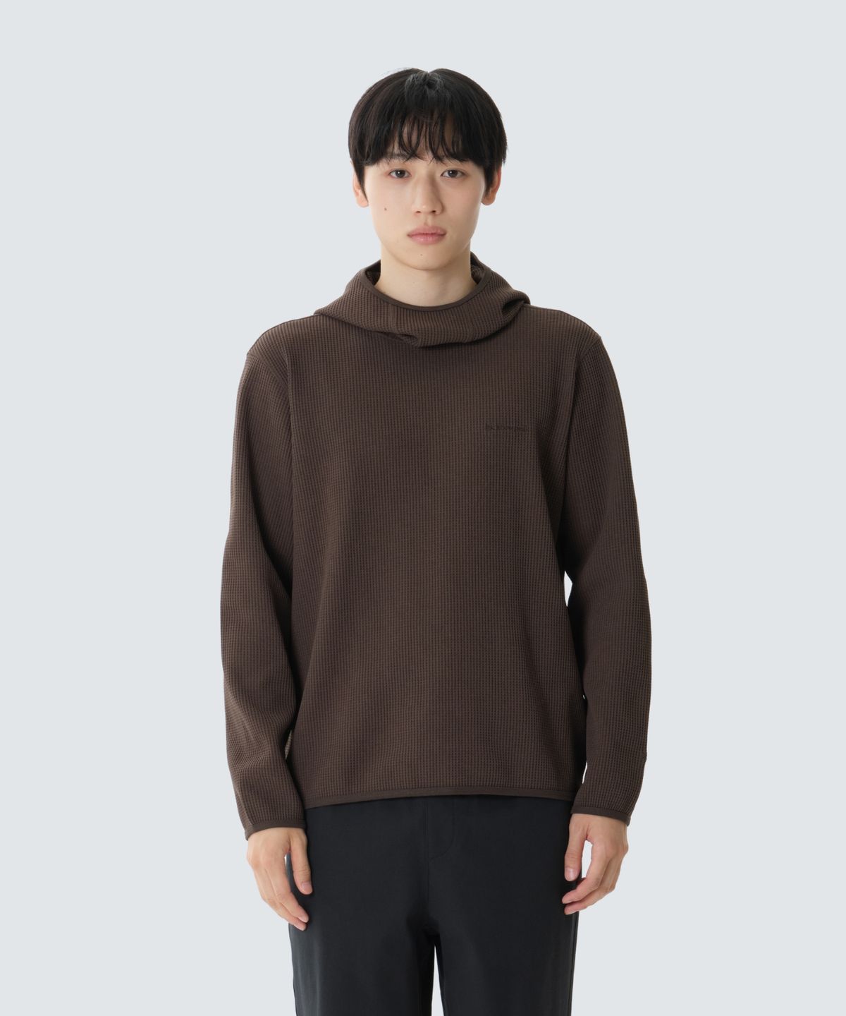 스노우피크 어패럴(SNOWPEAK APPAREL) 테이진 델타피크 와플 바라클라바 후드 티셔츠 (S26FUTHD18) Choco Brown