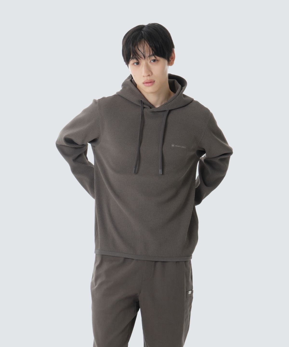 스노우피크 어패럴(SNOWPEAK APPAREL) 테이진 델타피크 와플 후드 티셔츠 (S26FUTHD16) Dark Gray