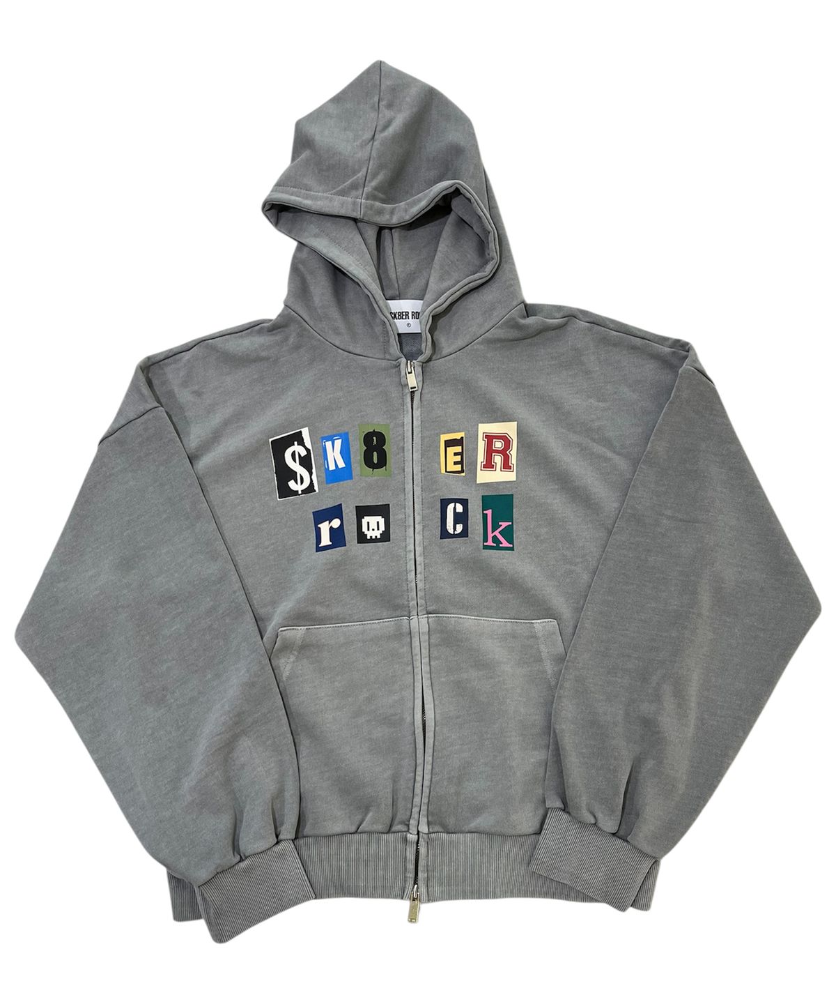 스케이터락(SK8ER ROCK) Collage Logo Pigment Sweat Hood Zip-Up (Gray)