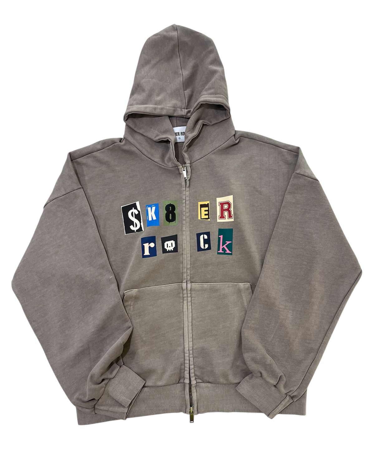 스케이터락(SK8ER ROCK) Collage Logo Pigment Sweat Hood Zip-Up (Beige)