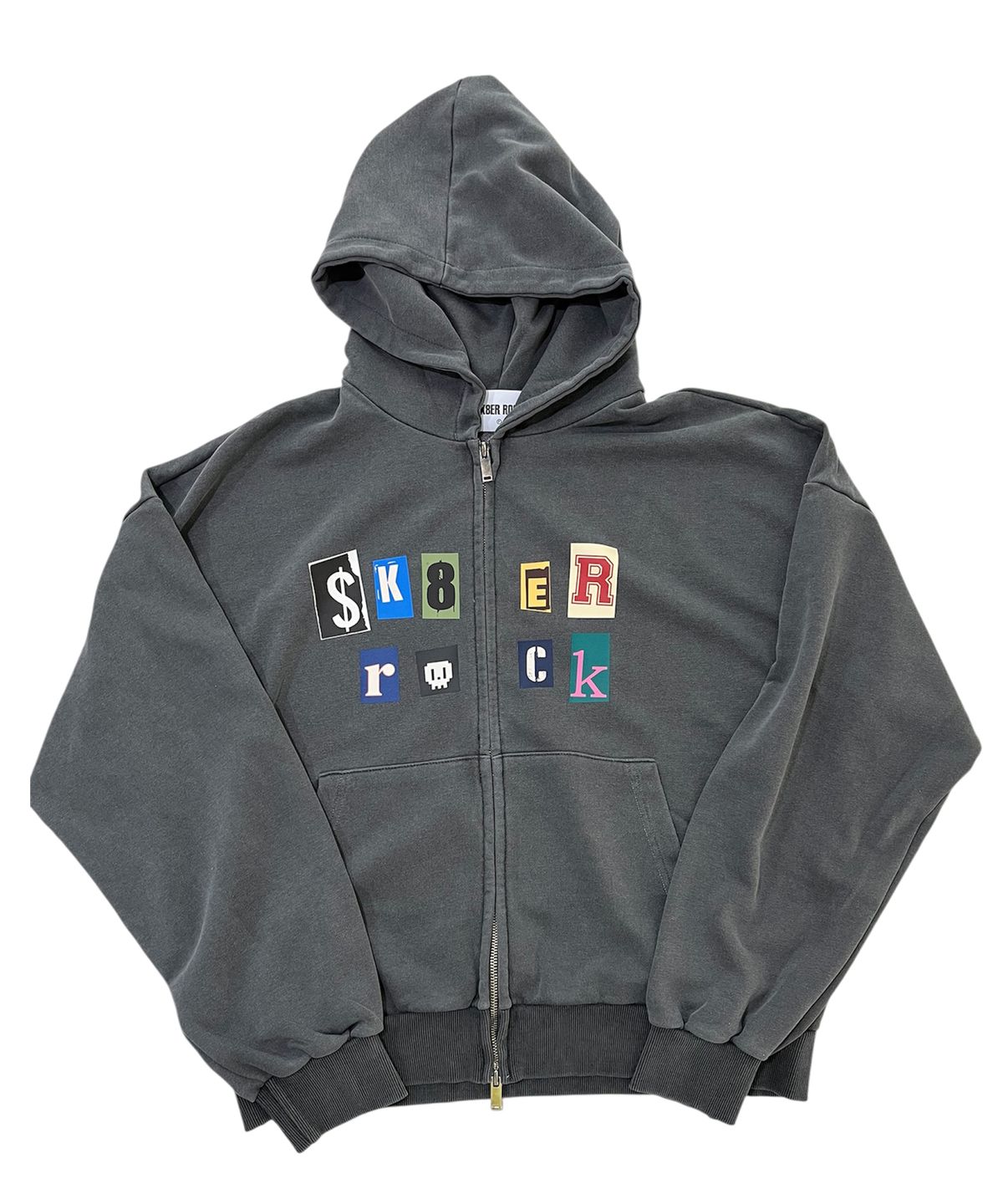 스케이터락(SK8ER ROCK) Collage Logo Pigment Sweat Hood Zip-Up (Charcoal)