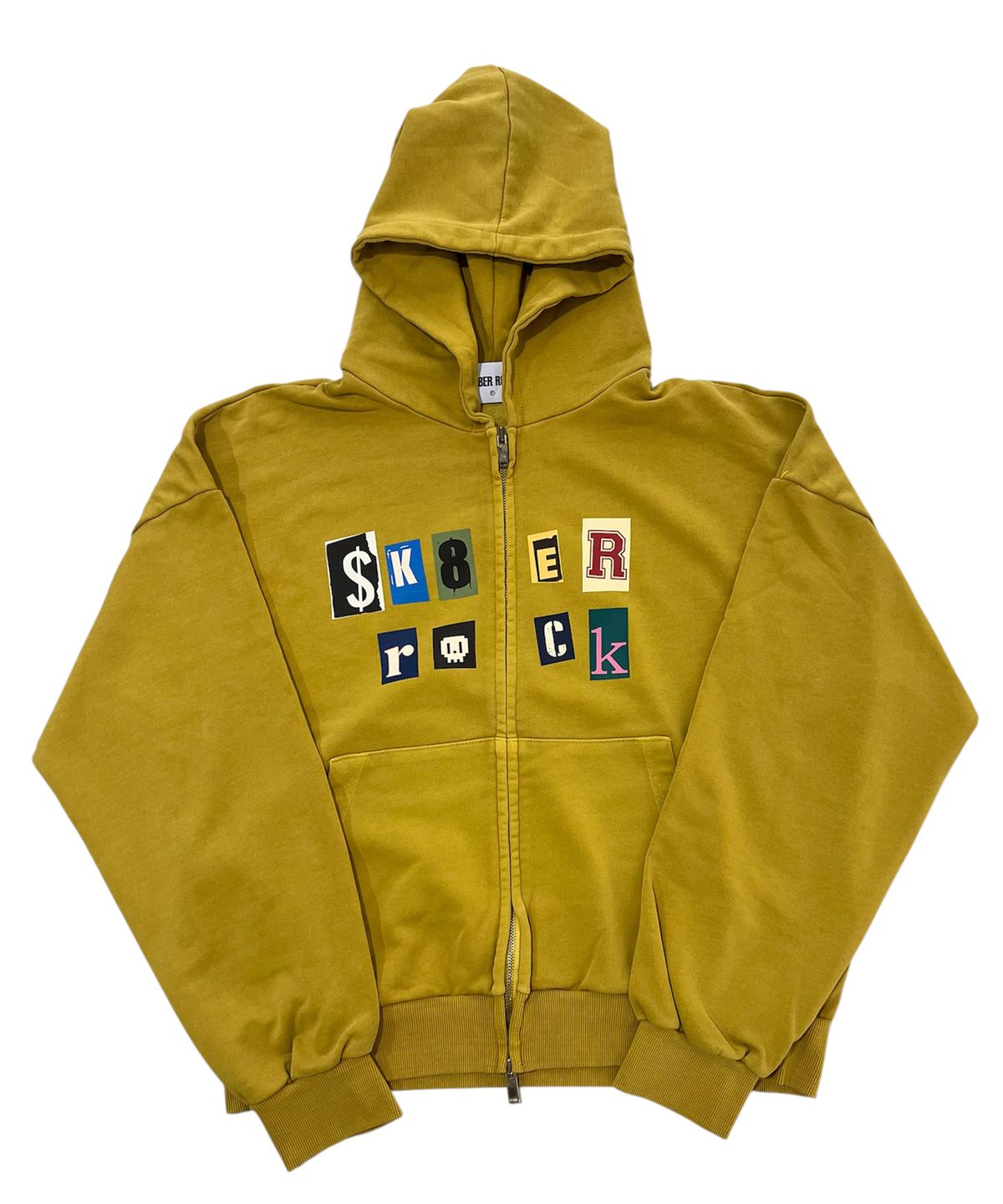 스케이터락(SK8ER ROCK) Collage Logo Pigment Sweat Hood Zip-Up (Mustard)