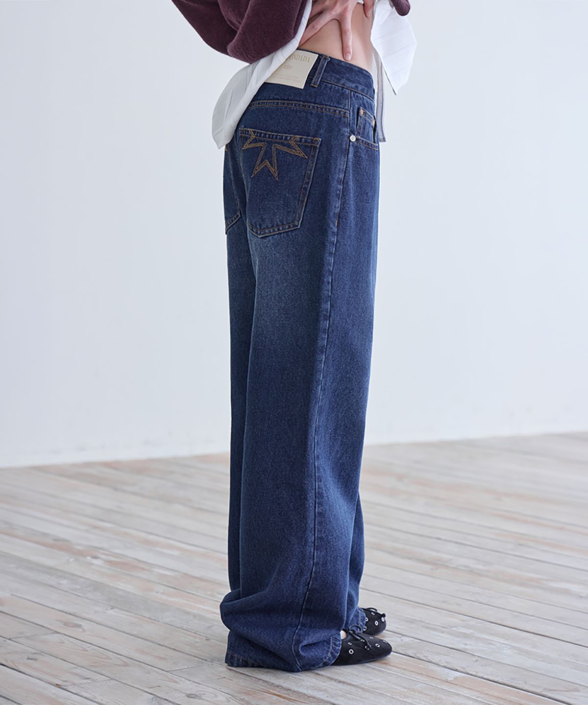 런던다다(LONDONDADA) Straight Semi Flare Jeans, D.BLUE