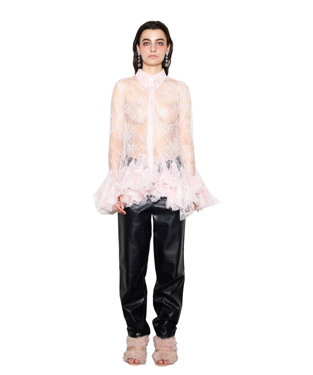 그리디어스(GREEDILOUS) Floral Lace Peplum Blouse